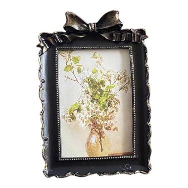 Imagem de Ｂｅｓｇａ Porta-retratos estilo vintage, ornamento portátil, presente para casa, arte em resina, decoração elegante para sala de estar e mesa de jantar, suporte, Preto