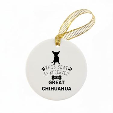 Imagem de Mancheng-zi Enfeite de Natal Chihuahua, enfeite de chihuahua para decoração de árvore de Natal, este assento é reservado para os grandes chihuahuas ornamentos decorativos de cerâmica pendurados