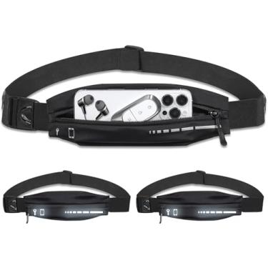 Imagem de Cinto de corrida fino para mulheres e homens, pochete de corredor, impermeável, para corrida, caminhada, Preto, 10.2 inches x 0.4 inches x 1.58 inches, Tendência