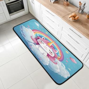 Imagem de 2 x tapete de corredor de 1,8 m, lavável, antiderrapante, tapete de entrada macio, tapetes de cozinha, para corredor, entrada, cozinha, banheiro, lavanderia, quarto, decoração de casa, unicórnio