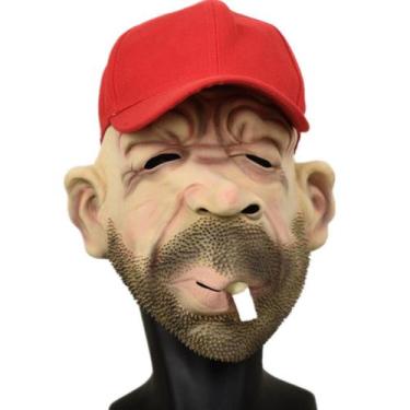 Imagem de Máscara de látex Red Hat Smoking Uncle para o carnaval de Halloween - 
