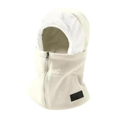 Imagem de Colaxi Balaclava de inverno, máscara de esqui, máscara facial térmica de lã polar à prova de vento para homens e mulheres, protetor de pescoço, cobertura, Branco