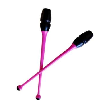 Imagem de Colaxi Conjunto de 2 bastões de ginástica artística para crianças e adultos, com 41 cm de comprimento, ideais para treinamento rítmico, Rosa