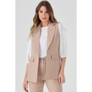 Imagem de Colete PKS Alfaiataria Alongado Bege-G-Feminino