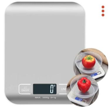 Imagem de Balança Digital Cozinha Portátil Aço Inox Recarregável LCD - KAPBOM