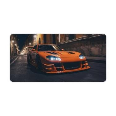 Imagem de Tapete de mesa laranja JDM Car Rx7 Street Speed Desk Tapete de mouse pad antiderrapante grande material de escritório tapete de mesa de borracha impermeável para escritório jogo casa 30 x 60 cm