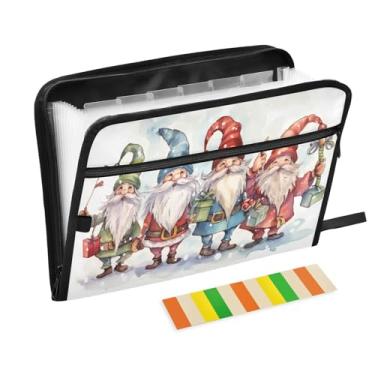 Imagem de Wassud Gnomos de Natal com presentes 13 bolsos organizador de arquivos sanfonado pastas de arquivos expansíveis com abas e adesivos, organizador de pastas de documentos de recibo de papel tamanho