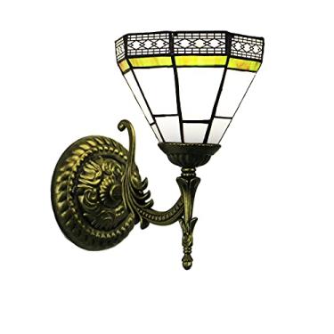 Imagem de Arandela de parede vintage estilo Tiffany, feita à mão em vitral, com cúpula de 15 cm (6 polegadas), ideal para quarto, cabeceira, corredor e varanda. Voltagem: 110V-240V. Potência máxima: 6