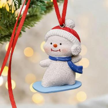 Imagem de Enfeite de árvore de Natal, enfeites de árvore de Natal fofos de boneco de neve, enfeites de resina para Natal, casa, porta da frente, decoração de festa de inverno