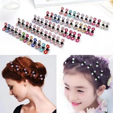Imagem de Mini Presilhas de Cabelo com Strass Colorido em Formato de Flor, Grampos para Penteados e Tranças, 10 Unidades (Transparente - 10 Unidades)