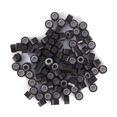 Imagem de Generic Anéis de Extensão de Cabelo Forrados de Silicone 500 Peças Em Frasco para Cabelo Humano 5 Cores, Seguro e Fácil de Usar, Instalação Confortável para Profissionais de Salão de Beleza (marrom escuro)
