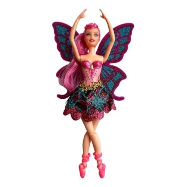 Imagem de Boneca Bailarina Fada Com Asas Articulada 30cm e Acessórios Brinquedo Criança Infantil