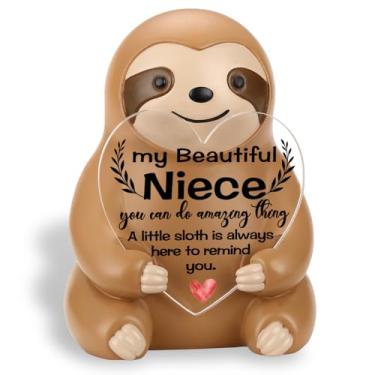Imagem de CWGOTC Sloth Gift for Niece from Aunt Uncle, Cute Resin Sloth Figurine with Positive Heart Message, Birthday Christmas Back to School Encouragement Desk Decor Keepsake for Niece Teen Girls YSS29