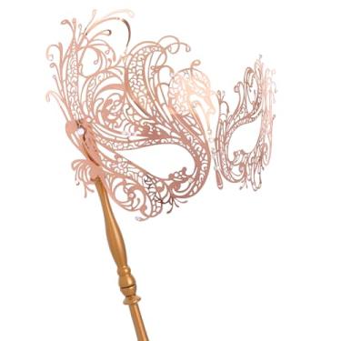 Imagem de Coddsmz Máscara veneziana de baile de máscaras com bastão, decorações de carnaval para fantasia feminina de Halloween