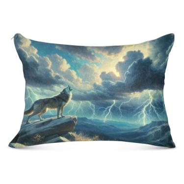 Imagem de Capas de travesseiro de flanela branca marrom lobo desenho animado decorativo padrão queen king travesseiro travesseiro casa cama, tamanho padrão, 50,8 cm x 66 cm