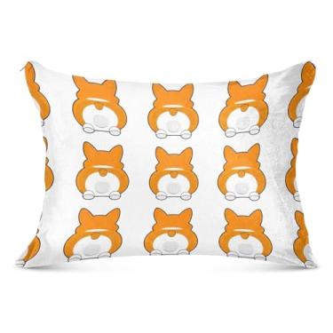 Imagem de Capas de travesseiro de flanela com desenho fofo de cães decorativos tamanho queen king size de desenho animado para cama, tamanho king, 50,8 cm x 101,6 cm
