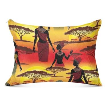 Imagem de Africano feminino arte sol grande fronha decorativa zíper longo padrão queen king travesseiro travesseiro bonito travesseiro casa sala de estar, tamanho do corpo, 53 cm x 137 cm