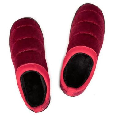 Imagem de Chinelos para homens e mulheres, forro macio de pelúcia para uso interno e externo, mocassins de jardim com sola antiderrapante para conforto e calor, Vermelho, 8-8.5