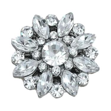 Imagem de Abotoaduras Redondas De Luxo Femininas Com Strass E Pérolas, 2 Peças, 