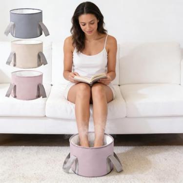 Imagem de Balde de banho dobrável para viagem e acampamento, bacia portátil para pedicure e relaxamento