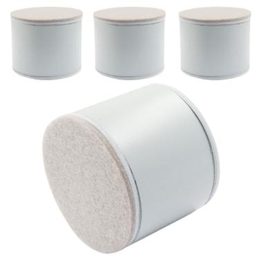 Imagem de Piutouyar 4 peças de elevação autoadesivas para móveis, peças de elevação para cama redonda resistente, aço carbono, cadeira, sofá, mesa, elevador com almofada de feltro (branco, 50 mm/2 polegadas de