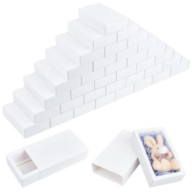 Imagem de BENECREAT Pacote com 40 caixas de gaveta de papel kraft, 17 x 10 x 4,3 cm, caixas de embalagem retangulares brancas para presente para sabonete artesanal, amostras de cosméticos