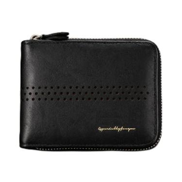 Imagem de Carteira masculina clássica preta vertical de couro macio de grão fosco, design vertical preto clássico com fivela, couro macio de grão fosco e compartimentos para vários cartões