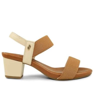 Imagem de SANDALIAS EM COURO COM ELASTICO USAFLEX VANILLA E CAMEL Y8204 Tamanho:37;Cor:bege