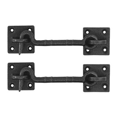 Imagem de Fechadura de porta 2 peças 4 1/5.1 cm fechadura de porta de celeiro deslizante gancho de trava e olhal ferragens de cobre fundido para portas de madeira janela portão armário