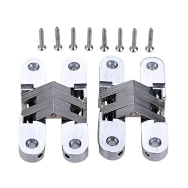 Imagem de Dobradiças de porta ocultas para serviço pesado, dobradiças ocultas, 2 peças de aço inoxidável 304, dobradiça de porta dobrável oculta invisível para móveis de cozinha com parafusos (cor: 19 x 95 mm