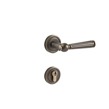 Imagem de Fechadura de porta interna dividida em latão americano retrô fechadura silenciosa de madeira maçaneta magnética de latão (bronze café, sucção magnética)