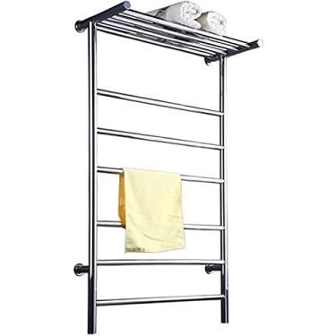 Imagem de Toalheiro aquecido aquecedor de toalhas aquecedor de toalhas quente toalheiro aquecido montado na parede com barras redondas rack de secagem economia de energia banheiro temperatura constante (cor