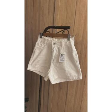 Imagem de Short Curto Off White Jeans Feminino Cintura Alta Cor:Off WhiteTamanho