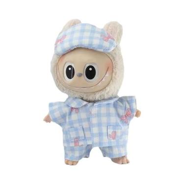 Imagem de Conjunto De Pijama Labubu Xadrez Fofo De 17cm Com Máscara De Olhos Int