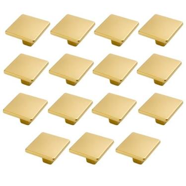 Imagem de Kit 15 Puxador Ponto Quadrado 30X30mm Dourado Escovado Para Gavetas de