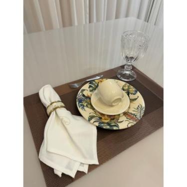 Imagem de Jogo Americano Mesa Posta Impermeável Redondo ou Retangular para Jantar e Eventos – Kit 4 ou 6 Lugares Decorativo Luxo (17. Marrom Escuro,4 Unidades)