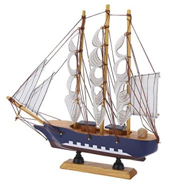 Imagem de Luocute Modelo de Veleiro de Madeira, Navio de Pinho Artesanal Estilo Mediterrâneo, Decoração Náutica Vintage para Mesa, Com Material Natural Durável