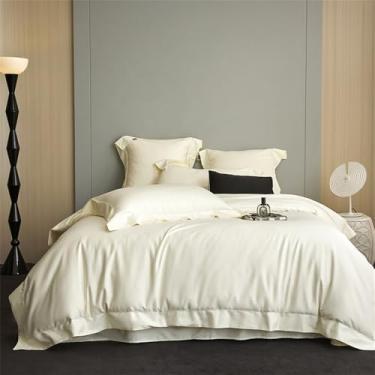 Imagem de Jogo de cama premium em algodão, liso e macio, tamanho Queen/King (220x240cm), capa de edredom, cor 1, 4 peças.