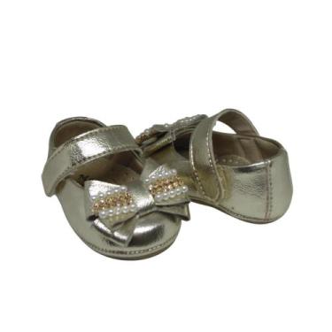 Imagem de Sapatinho de Bebe Sapatilha Luxo Laço Batizado Feminino Infantil Menin
