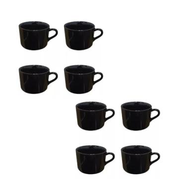 Imagem de Kit de 16 Xícaras-Caneca de Porcelana 150ml – Alta Durabilidade, Ideal para Café, Chá, Chocolate Quente, Festas e Buffets (Preto)