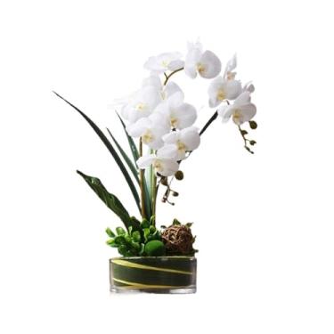 Imagem de Flores artificiais, vaso de vidro transparente, flores simuladas, sala de estar, arranjo de flores, ornamentos de decoração floral, flores falsas