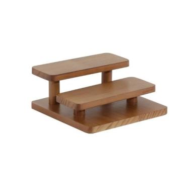 Imagem de Porta-óculos Escada de mesa de madeira Rack de exibição de joias bandeja de joias adereços de exibição de óculos rack de armazenamento de joias molduras de óculos (2 andares)