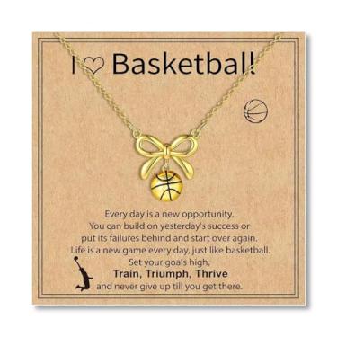 Imagem de Zurlcdye Colar de vôlei/basquete para treinador de equipe, laço, charmoso e grosso, colar moderno para amantes de esportes, aniversário, joias, acessórios, presentes, Cobre, Sem Pedra Preciosa