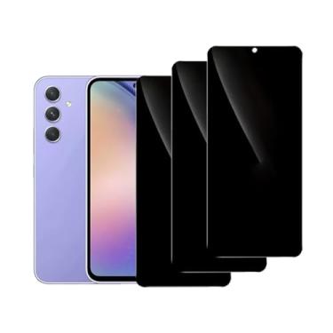 Imagem de Pacote com 3 protetores de tela de privacidade para Samsung Galaxy A54 5G, película de vidro temperado anti-espião, cobertura total, antiarranhões, sem bolhas, fácil instalação