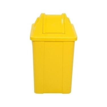 Imagem de Cesto Quadrado Com Tampa Vai E Vem 60 Litros Q60 Amarelo - jsn