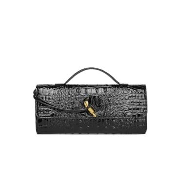 Imagem de Makcr Joacbv Bolsa feminina de couro feminina com estampa de crocodilo, bolsa de ombro de grande capacidade, Mj-j631-3-preta, 1