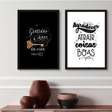 Imagem de Kit 2 Quadros Gratidão E Agradecer- A Chave Do Sucesso