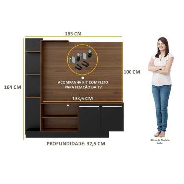 Imagem de Estante Com Suporte Para Tv Até 55´´ Denver Fg3069 Madeirada/preta