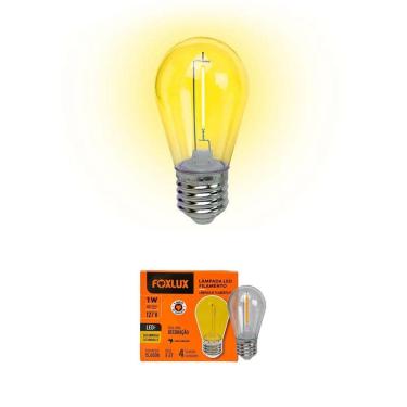 Imagem de Kit 8 Lâmpada Led Filamento Amarelo 1w E-27 127v Foxlux