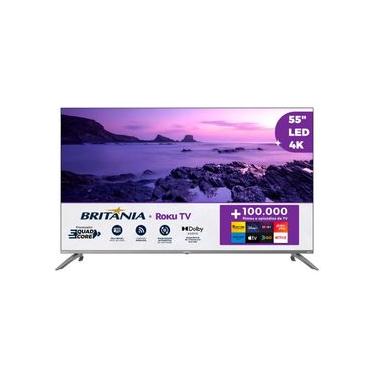 Imagem de Smart TV DLED 55" Ultra HD Britânia 4K BTV55G7PR2CGB Roku TV com HDMI, USB, Wi-Fi, Dolby Audio e Processador Quad-Core